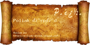 Poliak Árpád névjegykártya